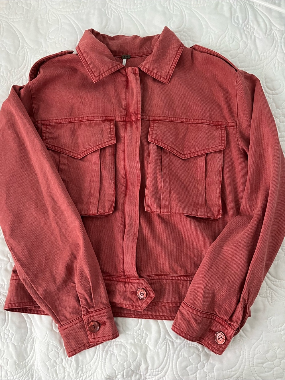 Young Fabulous Broke Women's Utility Jacket in Washed Brick Red Size XS